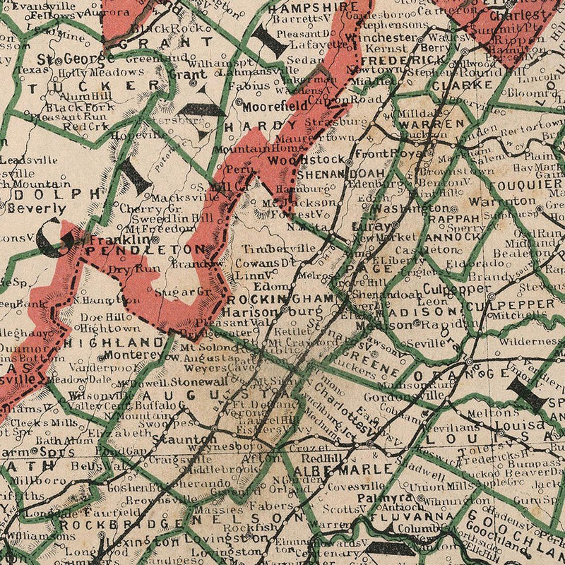 Delaware, Maryland, Virginia and West Virginia 1883 Map - Muir Way - Vintage Map