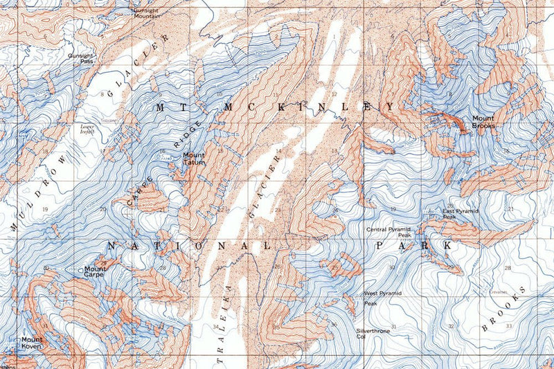Denali National Park 1954 USGS Map - Muir Way - Vintage Map