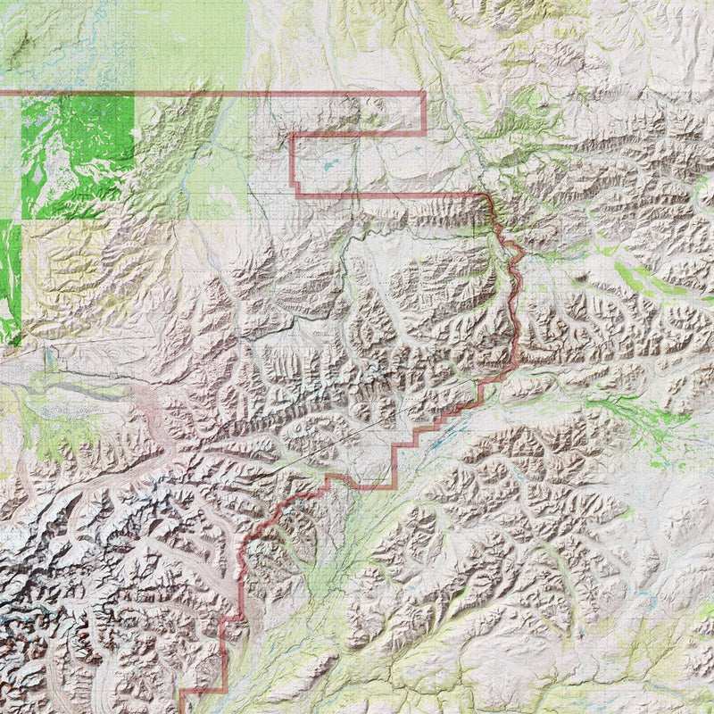 Denali Shaded Relief Map - Muir Way - Relief Series