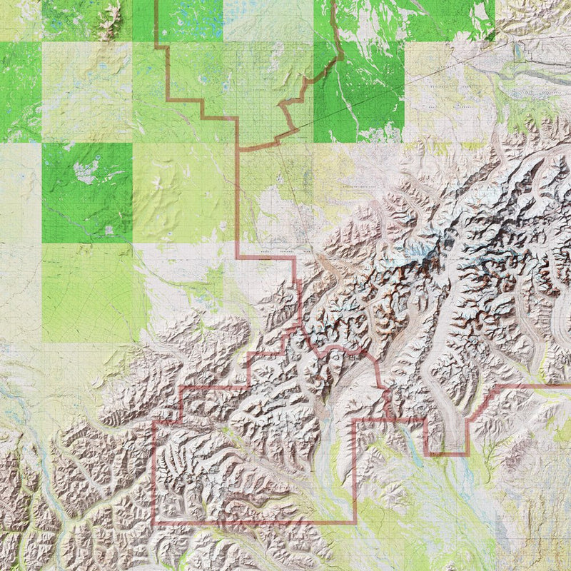 Denali Shaded Relief Map - Muir Way - Relief Series