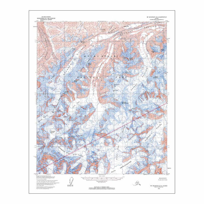 Denali National Park 1954 USGS Map - Muir Way - Vintage Map