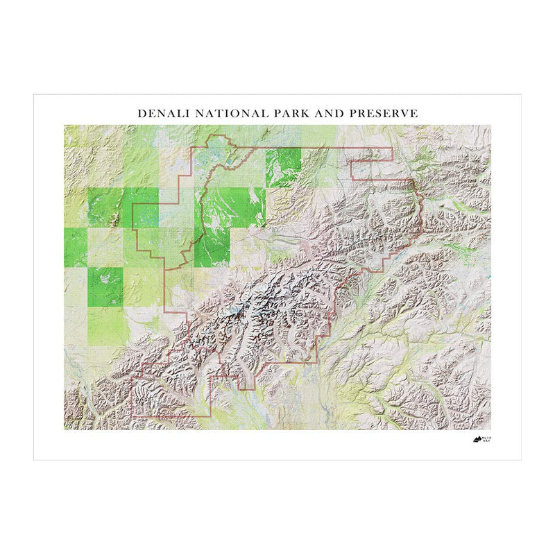 Denali Shaded Relief Map - Muir Way - Relief Series