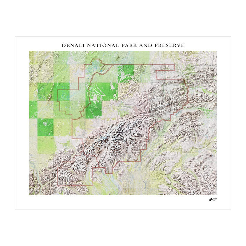 Denali Shaded Relief Map - Muir Way - Relief Series