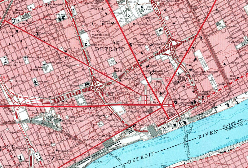 Detroit, MI 1968 USGS Map - Muir Way - Vintage Map