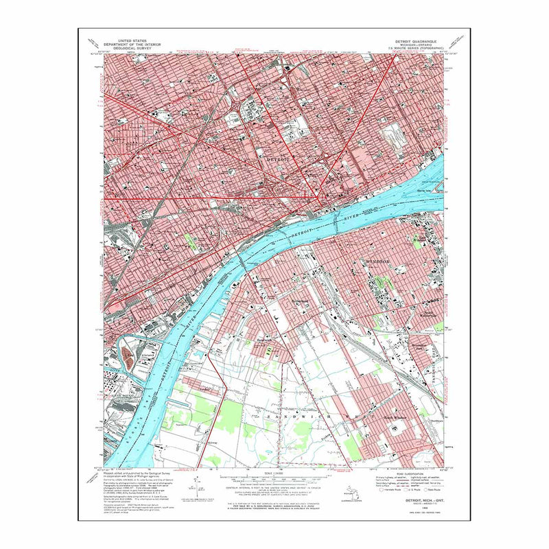Detroit, MI 1968 USGS Map - Muir Way - Vintage Map