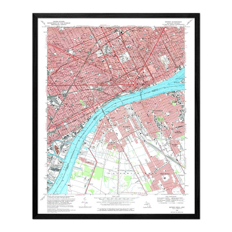 Detroit, MI 1968 USGS Map - Muir Way - Vintage Map