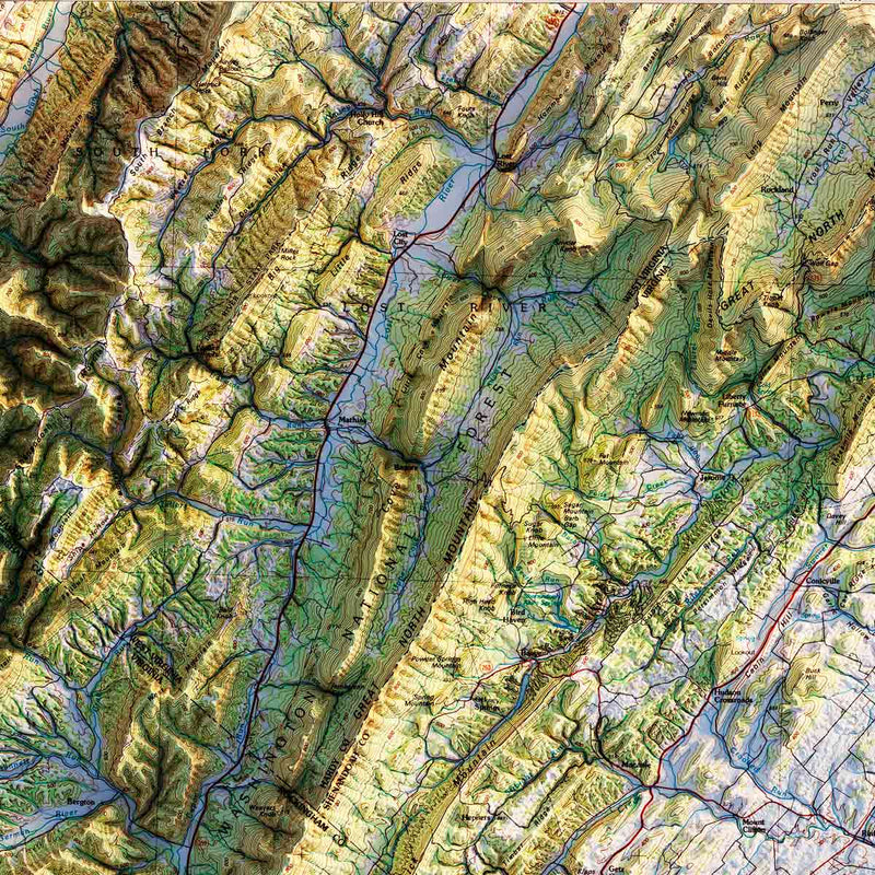Shenandoah National Park 1986 Shaded Relief Map - Muir Way - Vintage Relief