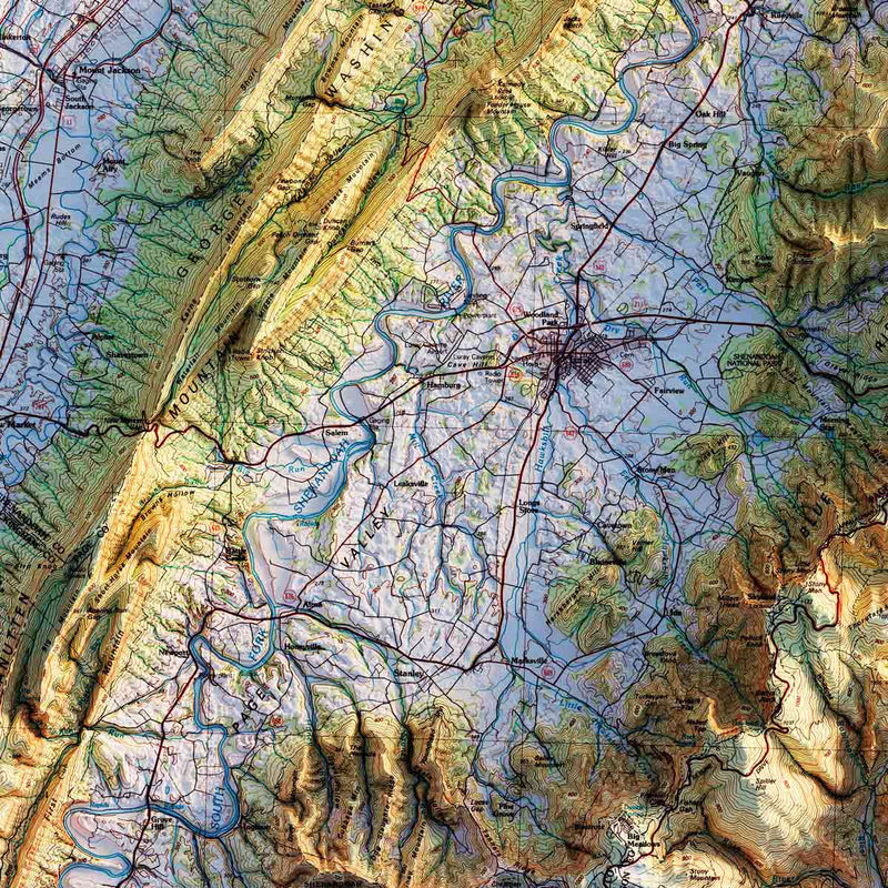 Shenandoah National Park 1986 Shaded Relief Map - Muir Way - Vintage Relief