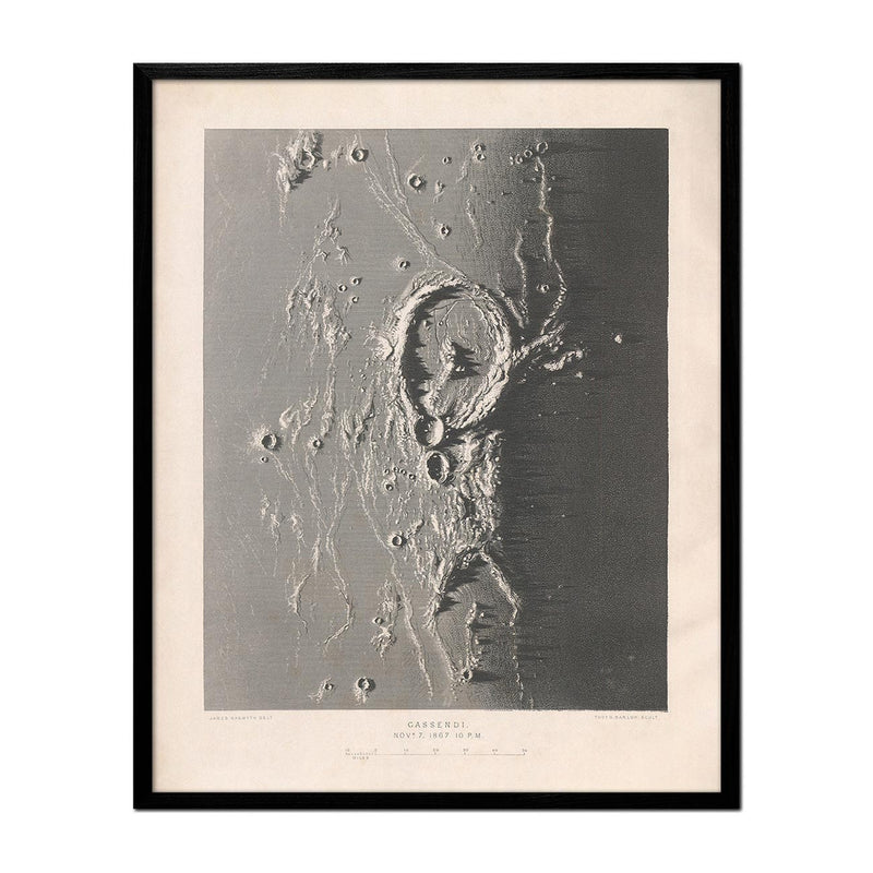 1874 Gassendi Moon Crater Print - Muir Way - Astronomy