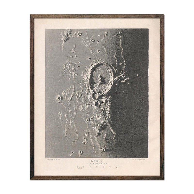 1874 Gassendi Moon Crater Print - Muir Way - Astronomy