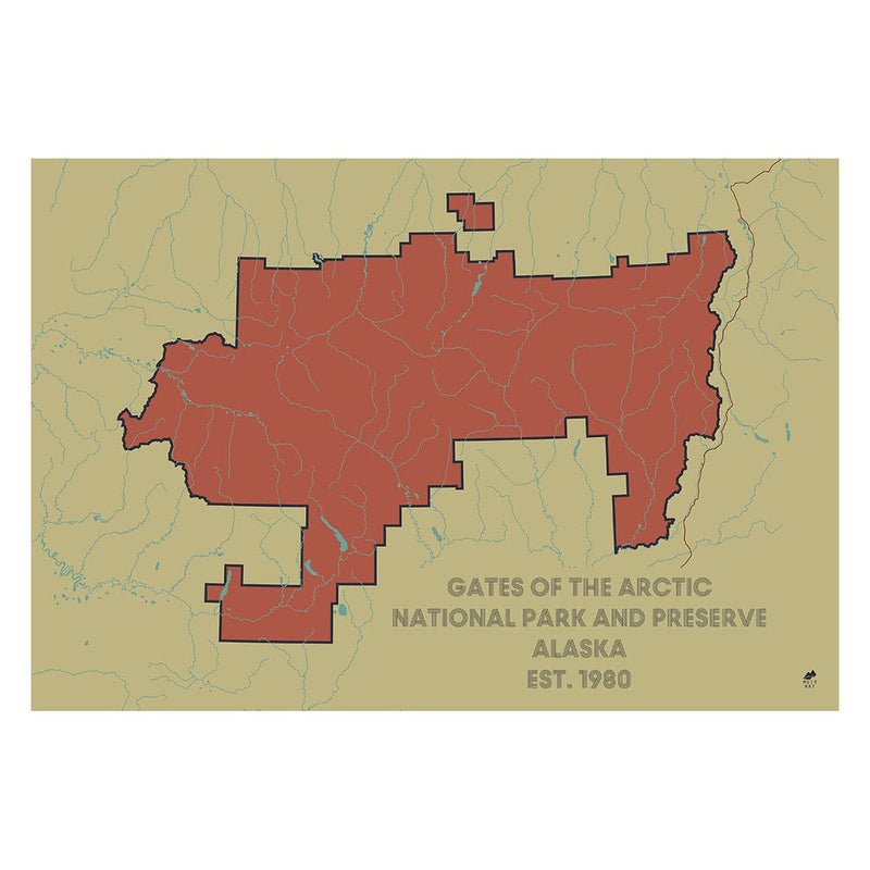 Gates of the Arctic National Park and Preserve Map - Muir Way - National Park