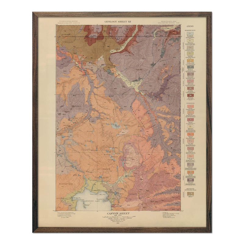Yellowstone Geologic Map of Canyon Section 1904 Map - Muir Way - Vintage Map