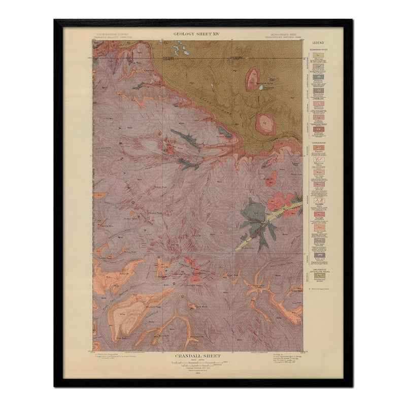 Yellowstone Geologic Map of Crandall 1904 Map - Muir Way - Vintage Map