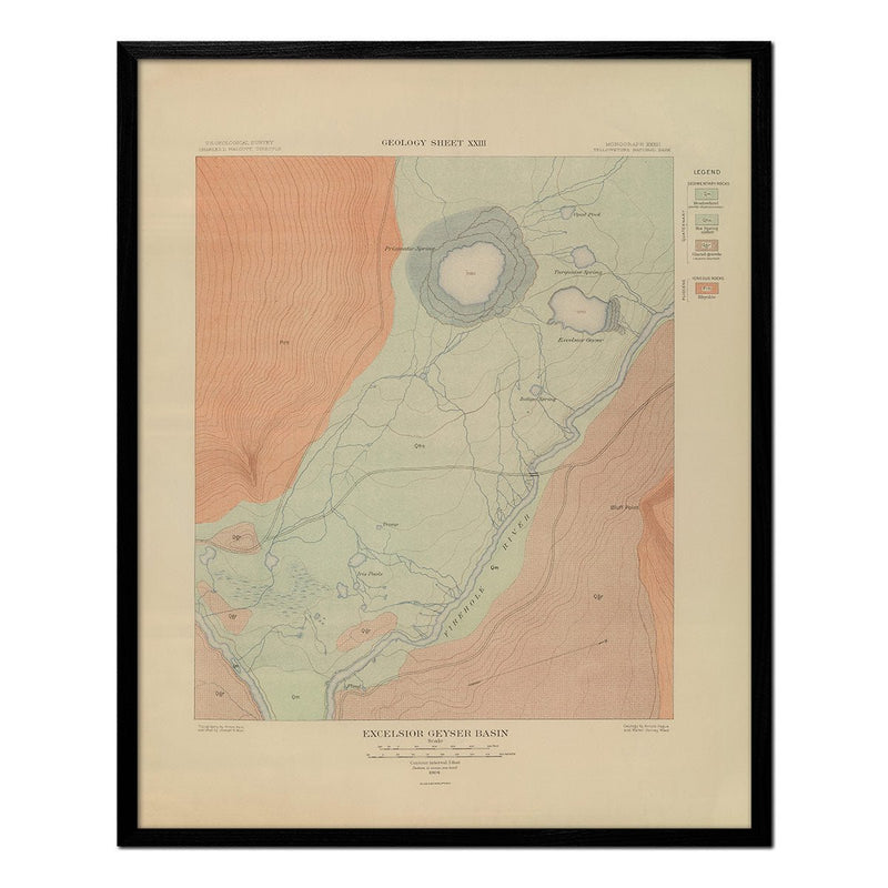 Yellowstone Geologic Map of Excelsior Geyser Basin 1904 Map - Muir Way - Vintage Map