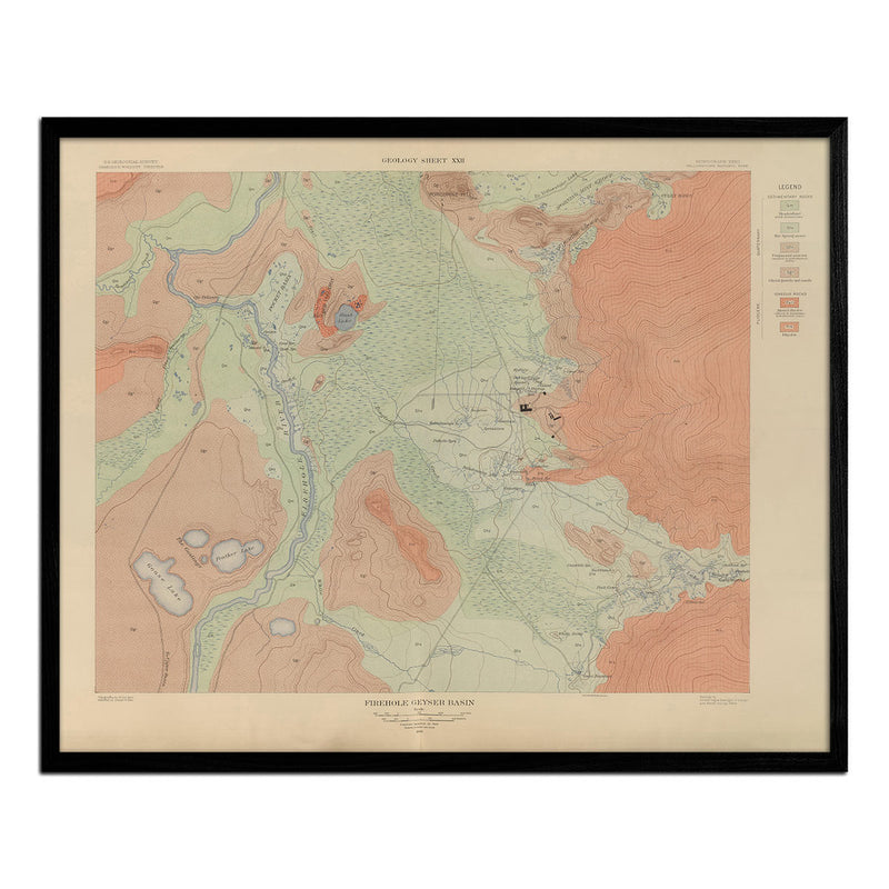Firehole Geyser Basin 1904 Yellowstone Geologic Map