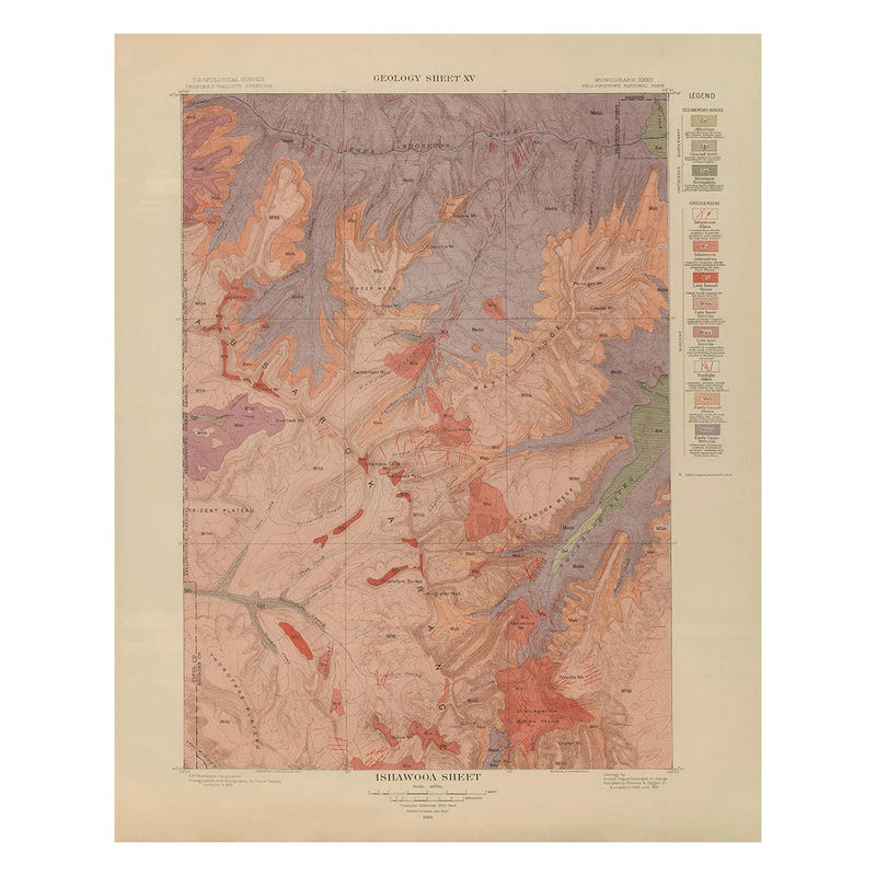 Yellowstone Geologic Map of Ishawooa 1904 Map - Muir Way - Vintage Map