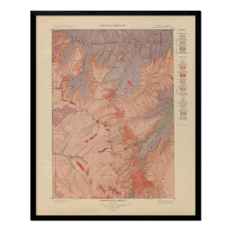 Yellowstone Geologic Map of Ishawooa 1904 Map - Muir Way - Vintage Map