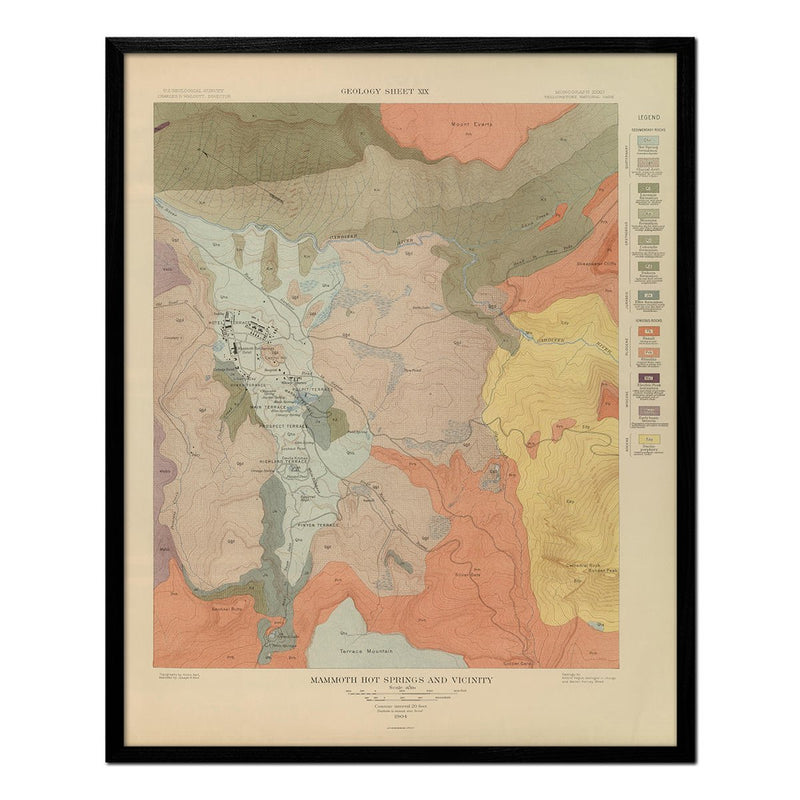 Yellowstone Geologic Map of Mammoth Hot Springs 1904 Map - Muir Way - Vintage Map