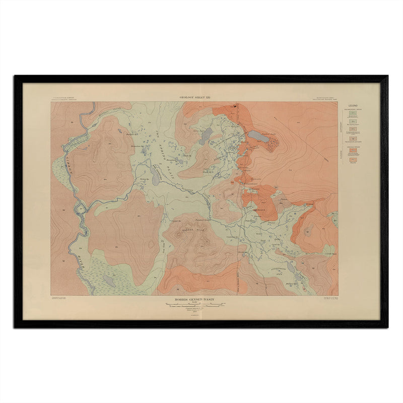 Yellowstone Geologic Map of Norris Geyser Basin 1904 