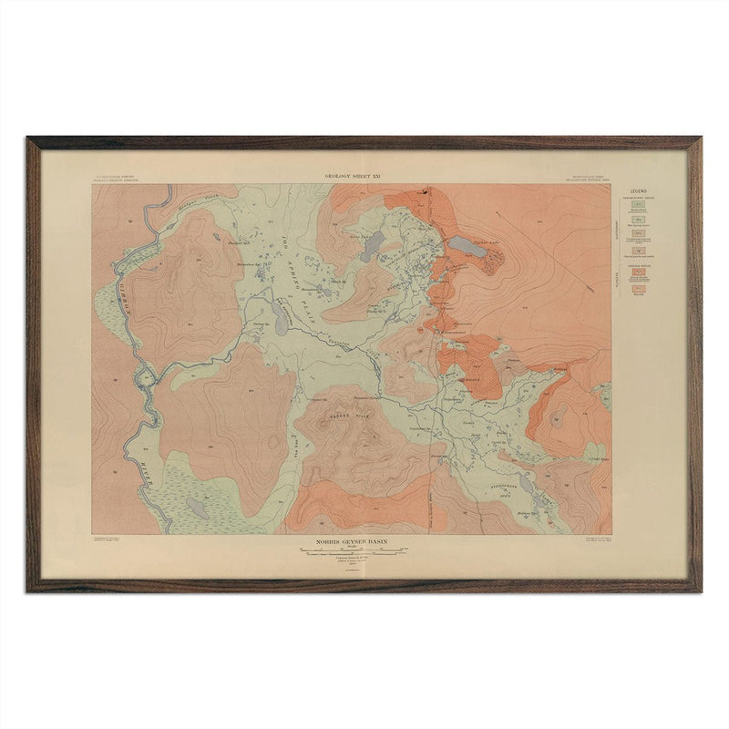 Yellowstone Geologic Map of Norris Geyser Basin 1904 Map - Muir Way - Vintage Map
