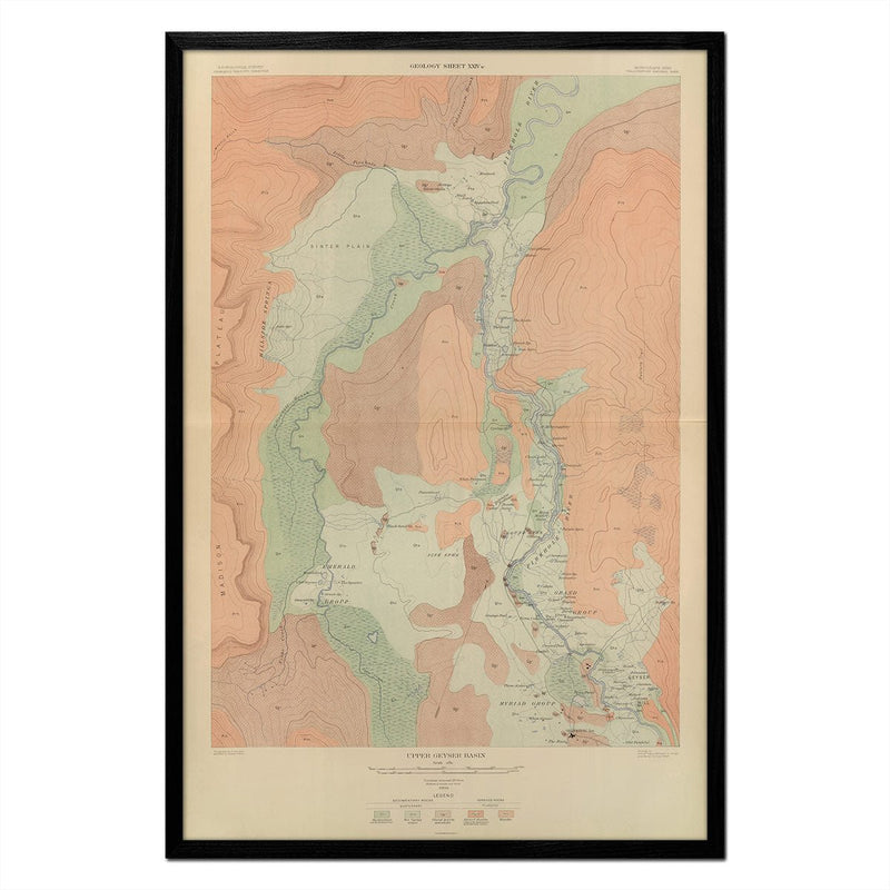 Yellowstone Geologic Map of Upper Geyser Basin 1904 Map - Muir Way - Vintage Map