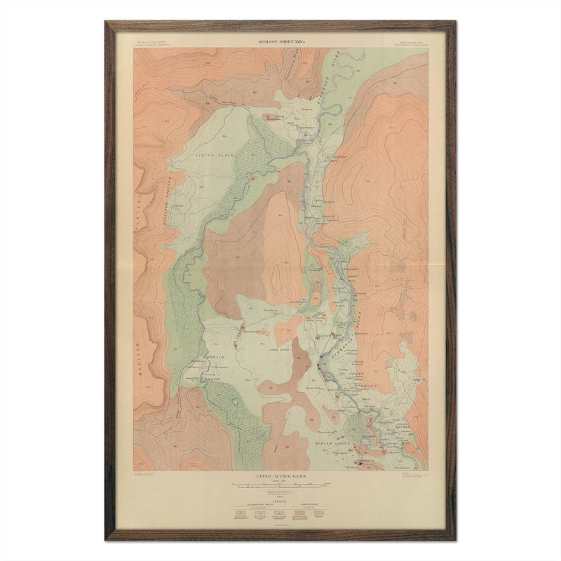 Yellowstone Geologic Map of Upper Geyser Basin 1904 Map - Muir Way - Vintage Map