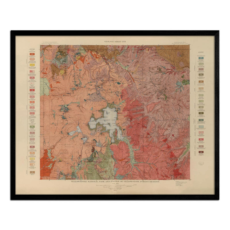Yellowstone Geologic Map of the National Park and Forest Preserve 1904 Map - Muir Way - Vintage Map
