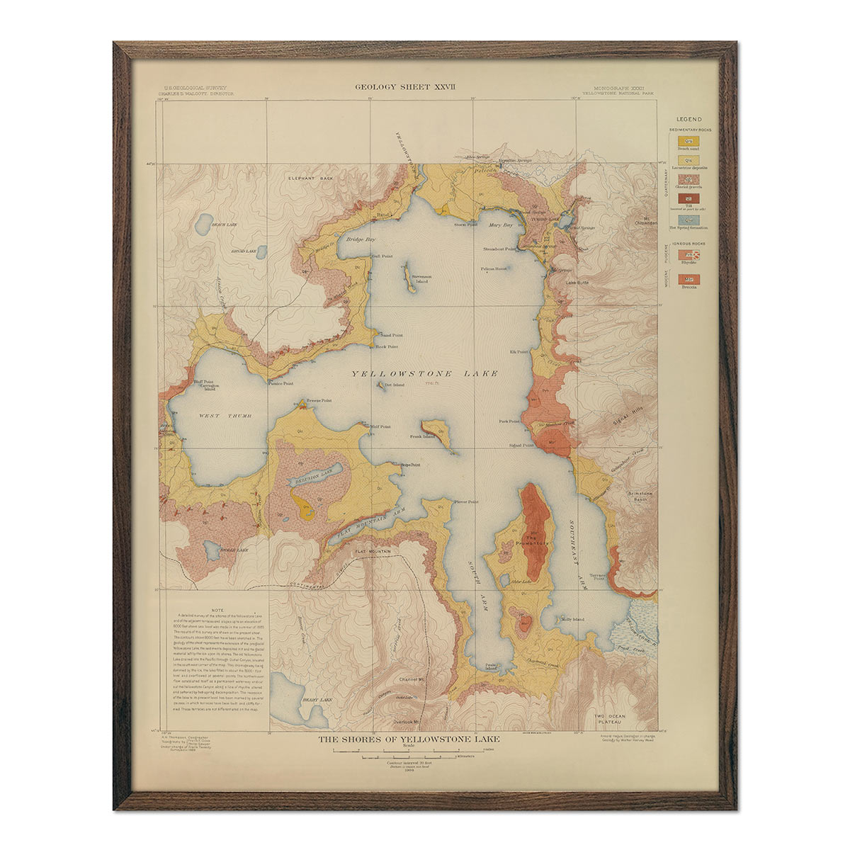 Shores of Yellowstone Lake 1904 Yellowstone Geologic Map