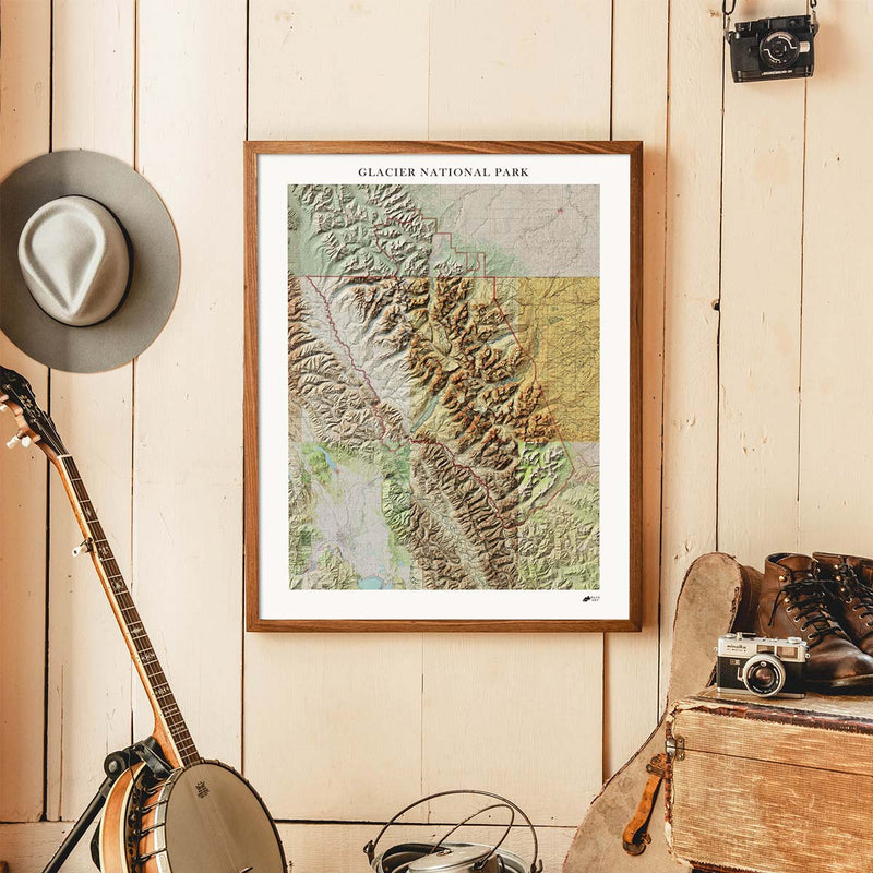Glacier Shaded Relief Map - Muir Way - Relief Series