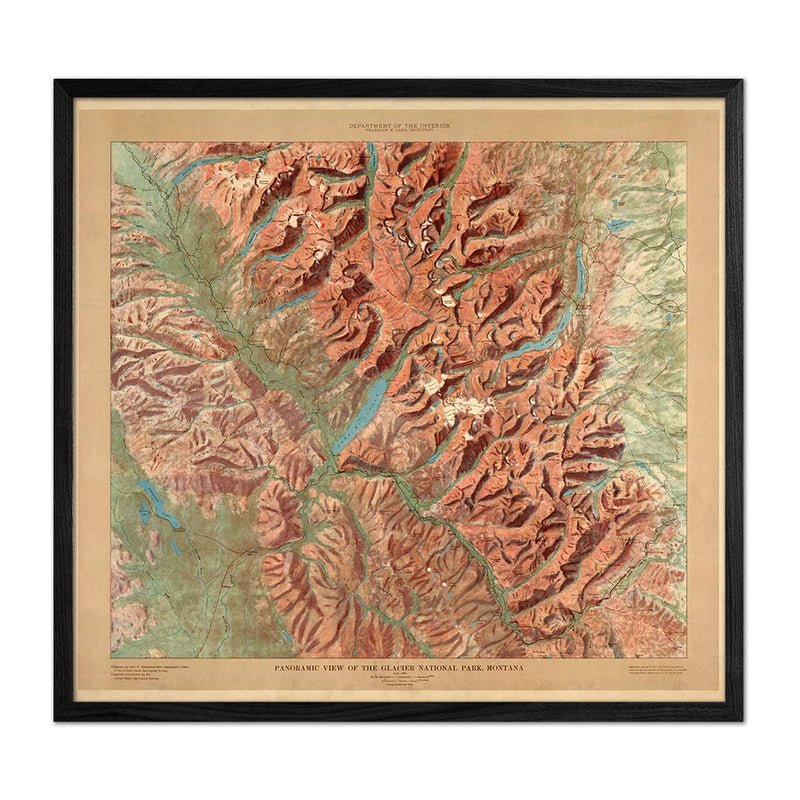 Glacier National Park Map 1914 - Muir Way - Vintage Map