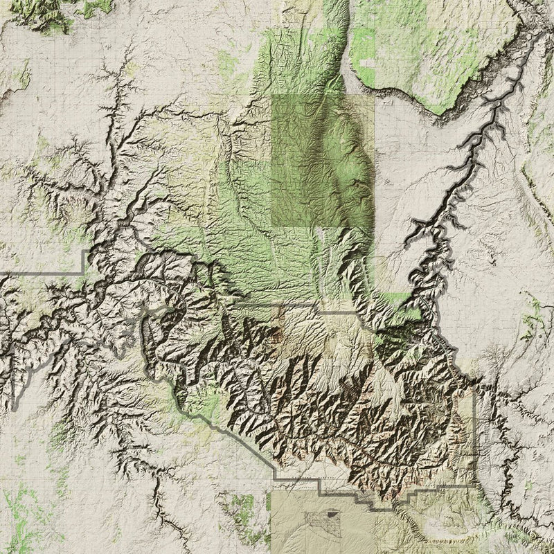Grand Canyon Shaded Relief Map - Muir Way - Relief Series