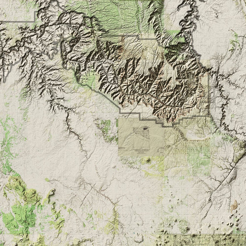 Grand Canyon Shaded Relief Map - Muir Way - Relief Series