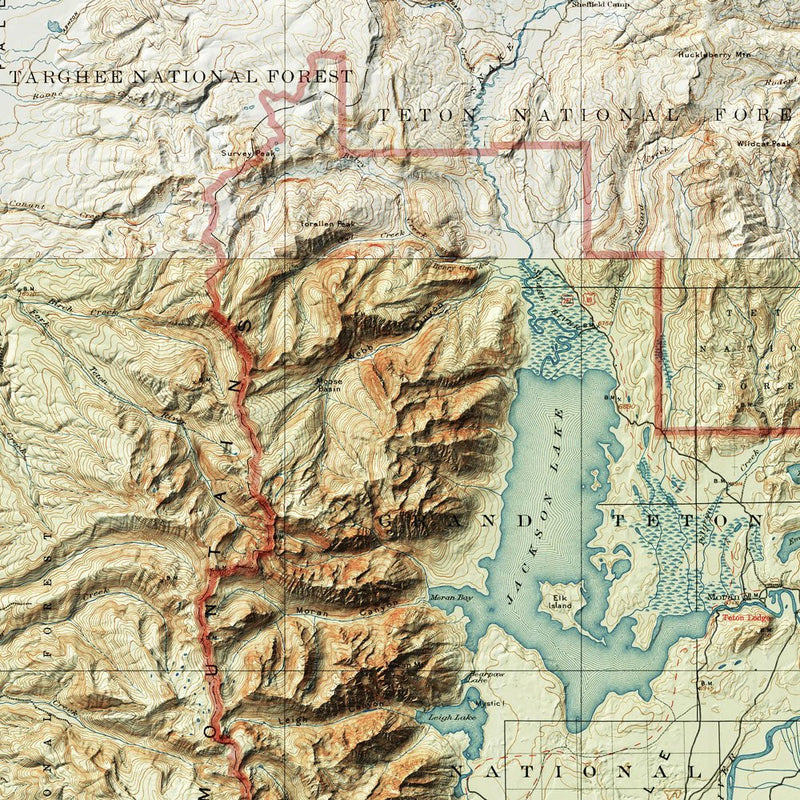 Grand Teton Shaded Relief Map - Muir Way - Relief Series