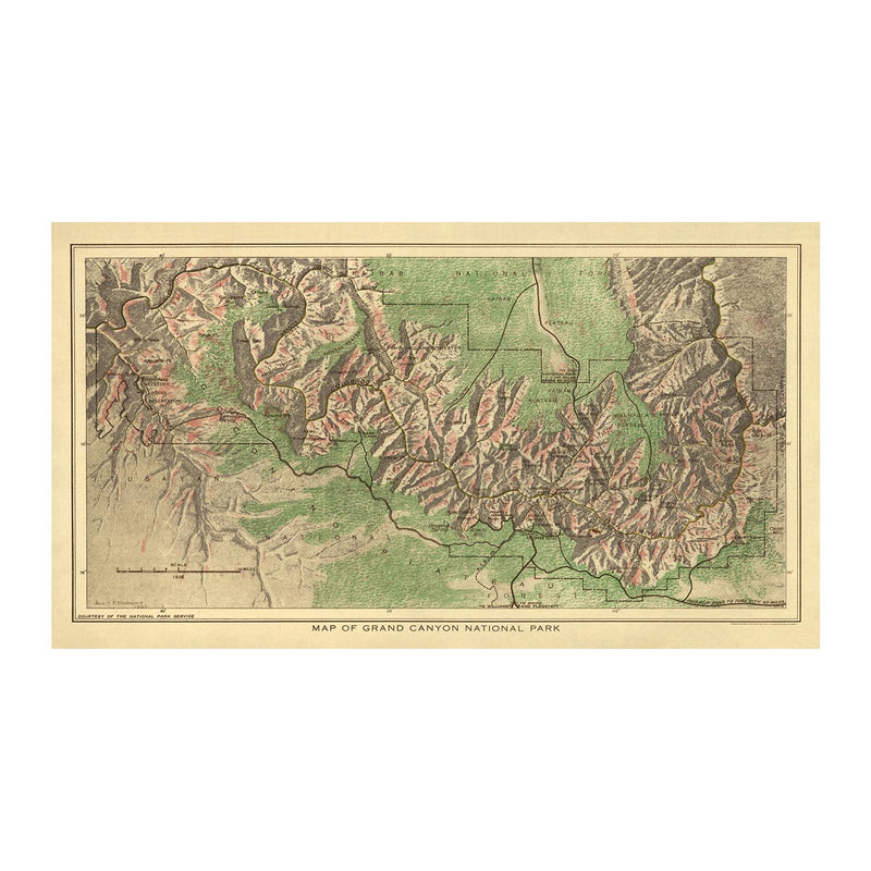 Grand Canyon National Park 1926 Map - Muir Way - Vintage Map
