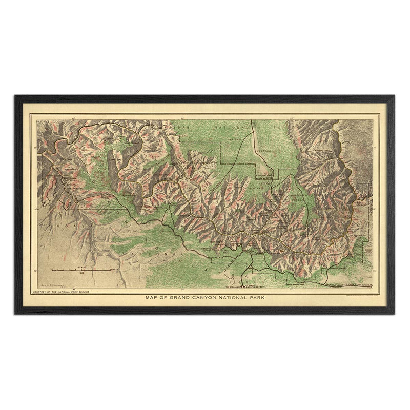 Grand Canyon National Park 1926 Map - Muir Way - Vintage Map