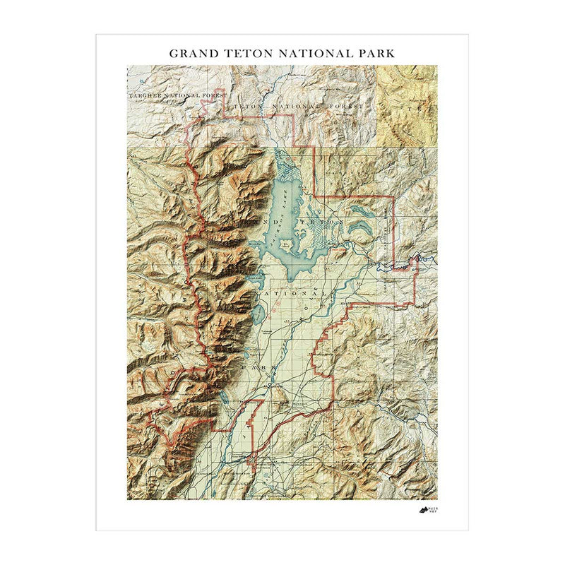Grand Teton Shaded Relief Map - Muir Way - Relief Series