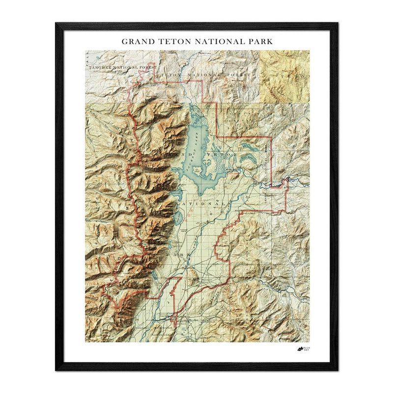 Grand Teton Shaded Relief Map - Muir Way - Relief Series