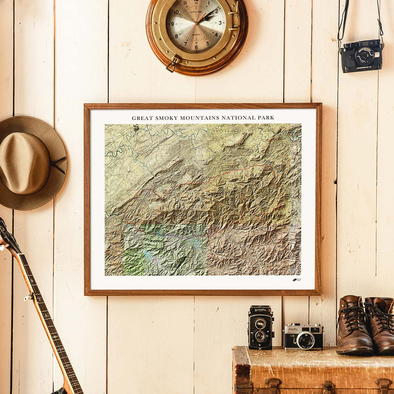Great Smoky Mountains Shaded Relief Map - Muir Way - Relief Series