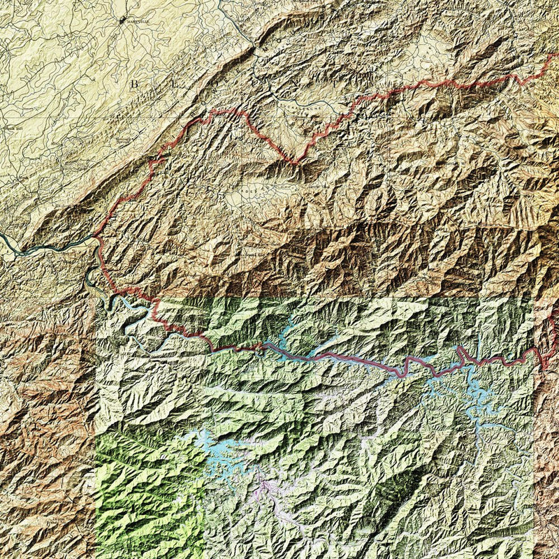 Great Smoky Mountains Shaded Relief Map - Muir Way - Relief Series