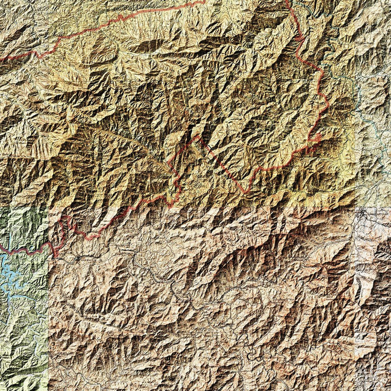 Great Smoky Mountains Shaded Relief Map - Muir Way - Relief Series