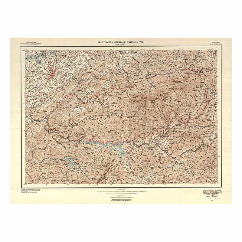 Great Smoky Mountains National Park Map 1953 - Muir Way - Vintage Map