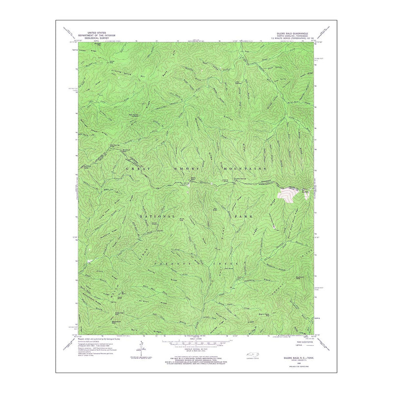 Great Smoky Mountains National Park 1964 USGS Map - Muir Way - Vintage Map