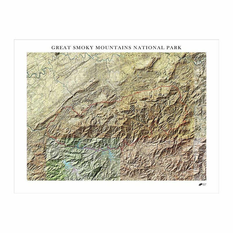 Great Smoky Mountains Shaded Relief Map - Muir Way - Relief Series