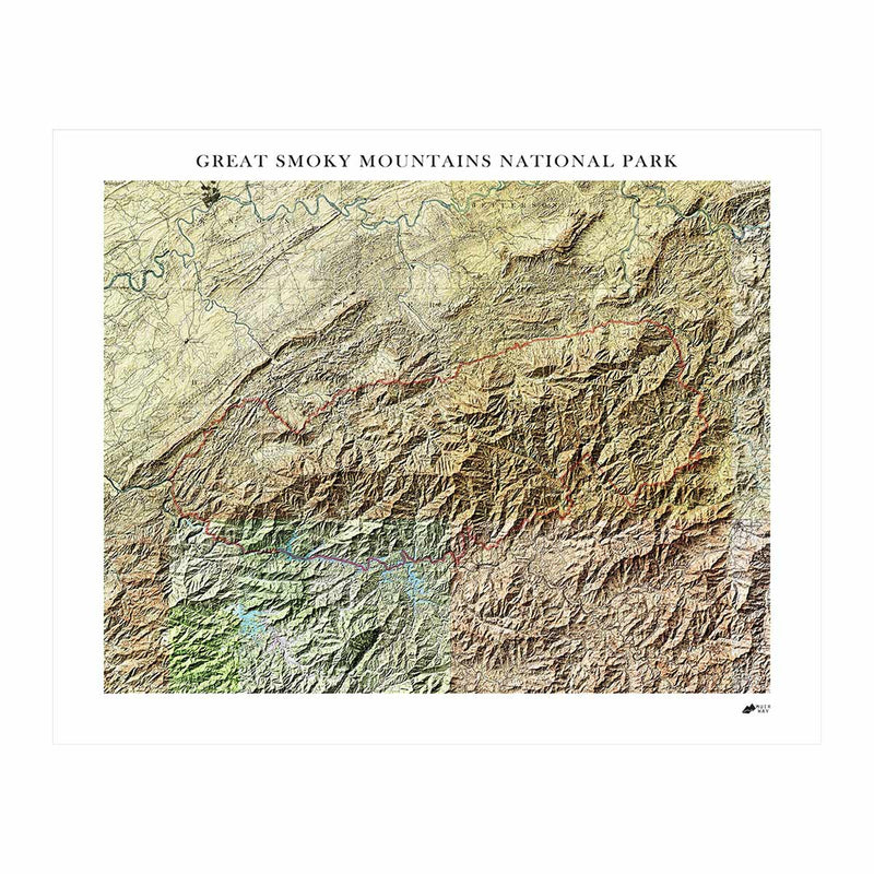 Great Smoky Mountains Shaded Relief Map - Muir Way - Relief Series