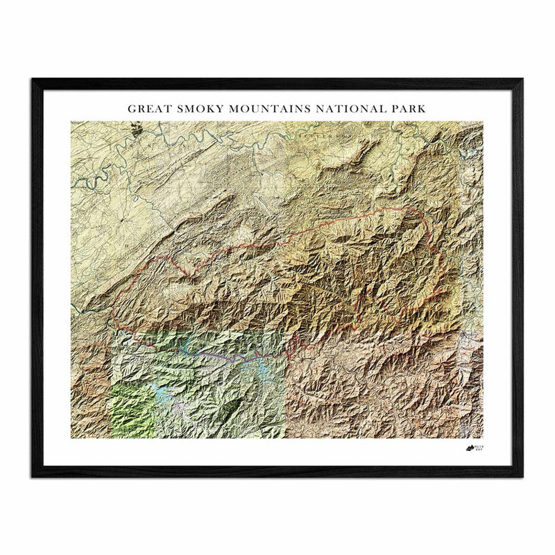 Great Smoky Mountains Shaded Relief Map - Muir Way - Relief Series