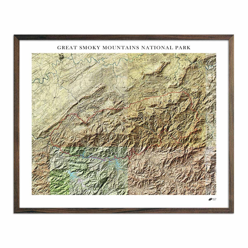 Great Smoky Mountains Shaded Relief Map - Muir Way - Relief Series
