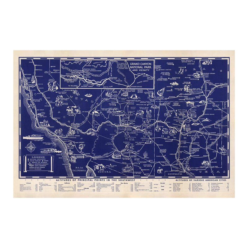 Great Southwest 1946 Map - Muir Way - Vintage Map