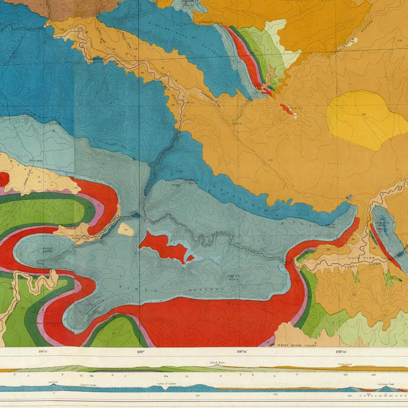 Green River Basin 1876 Geological Map - Muir Way - Vintage Map