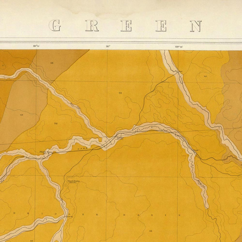 Green River Basin 1876 Geological Map - Muir Way - Vintage Map