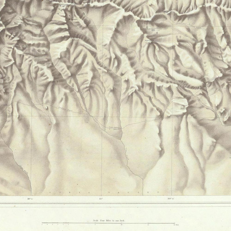 Green River Basin 1876 Topographic Map - Muir Way - Vintage Map